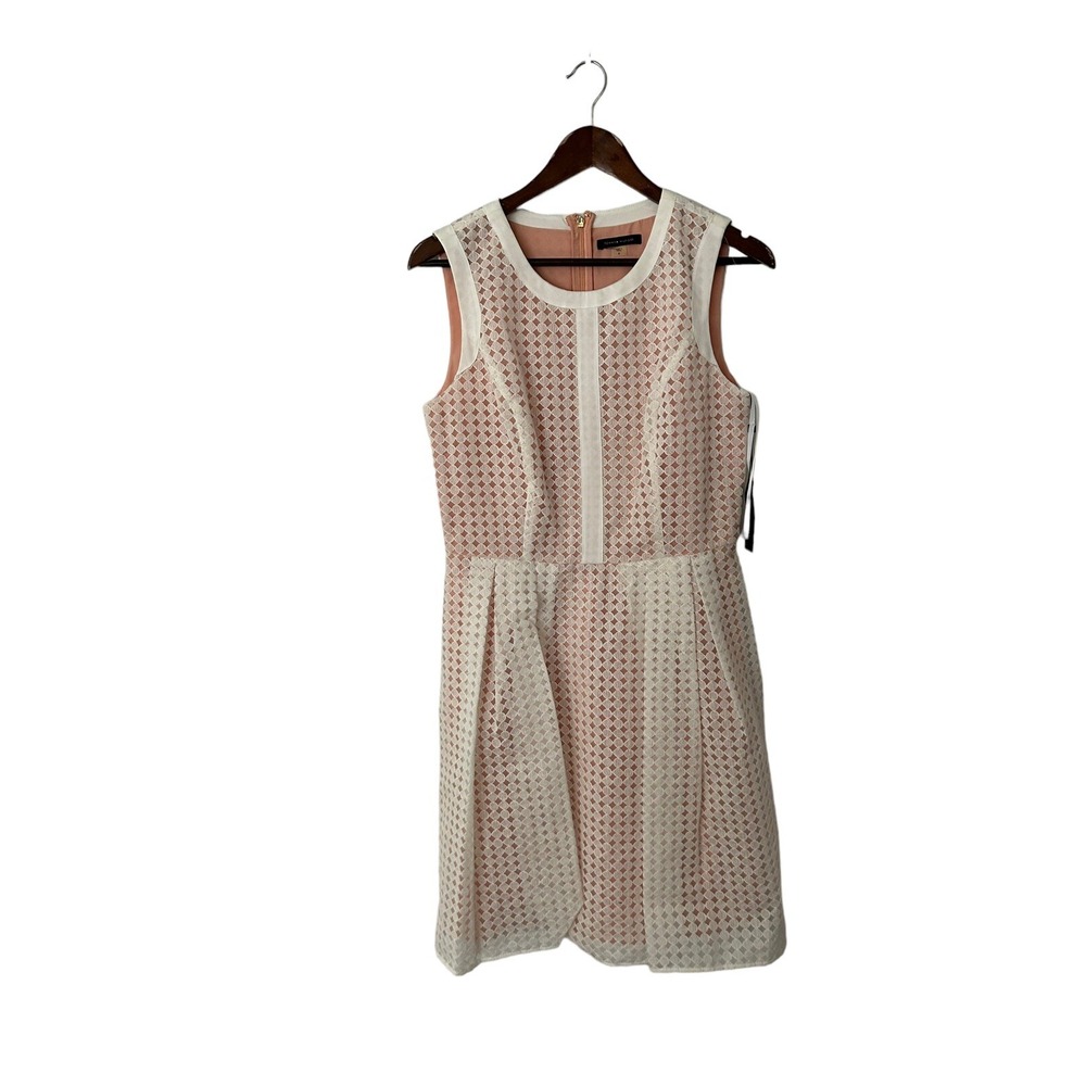 Tommy Hilfiger Women's Geometric White/Pink‎ Dress Lace overlay Size 8 NWT